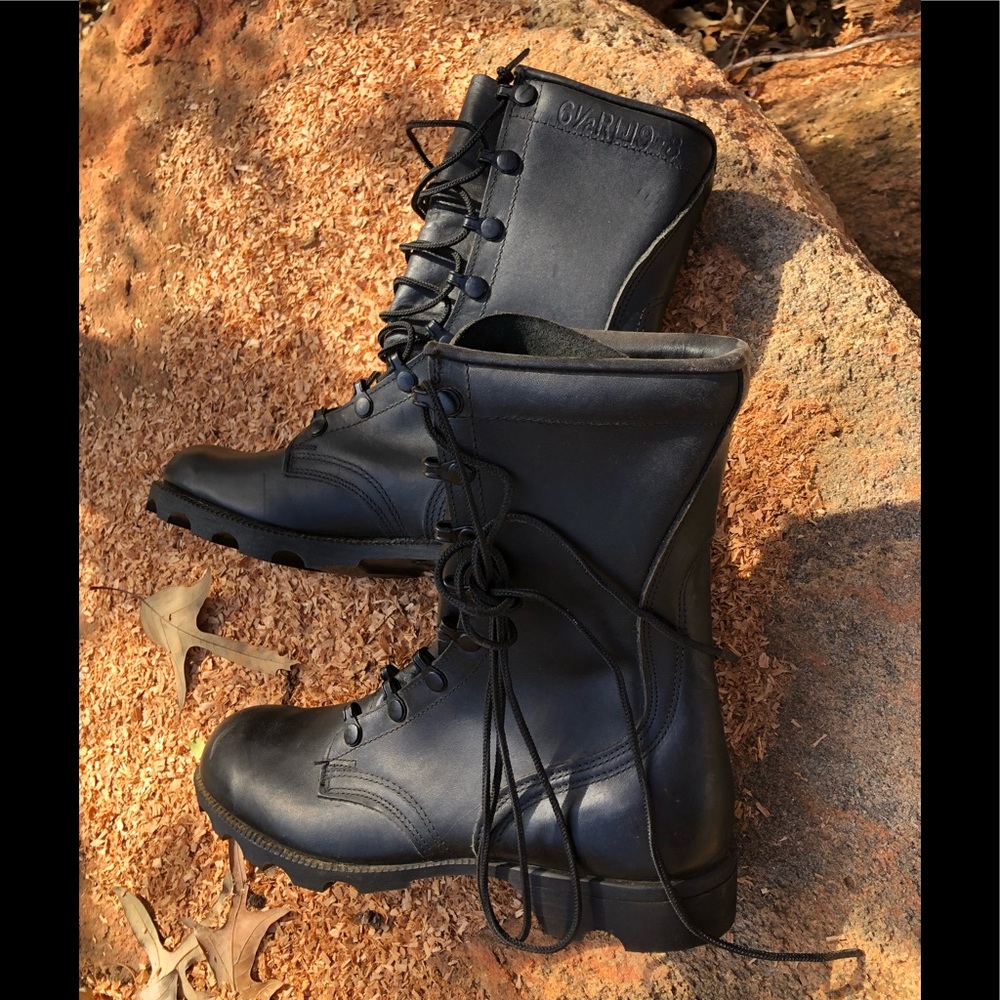 Leather combat boots